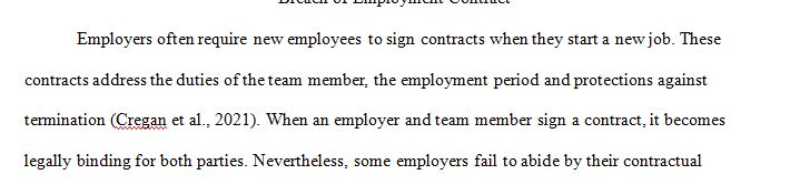 Breach of employment contracts.