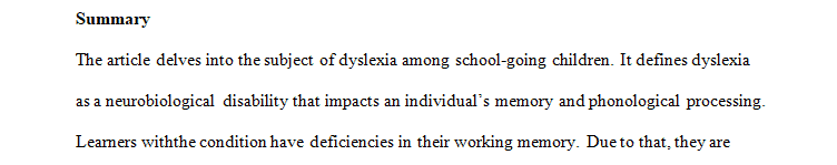 Focus Write about Dyslexia