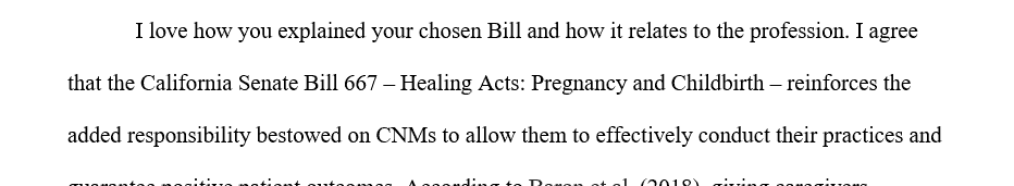 California Senate Bill (SB) 667, titled Healing Arts Pregnancy and Childbirth