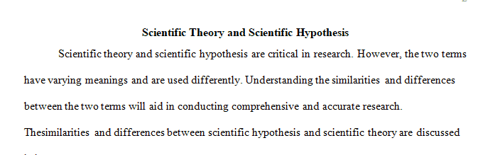 Compare and contrast the terms scientific hypothesis and scientific theory