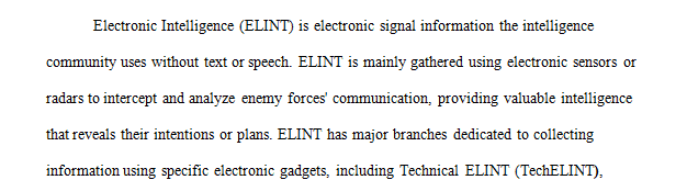 Describe the three major branches of ELINT
