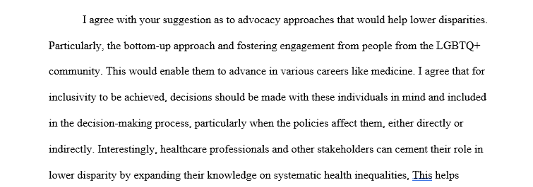 What suggestions in regard to policy and advocacy should be made to reduce disparities