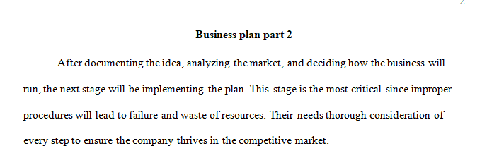 Complete the following components of your business plan