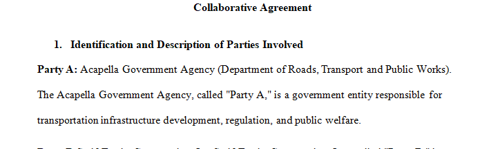 Develop a collaborative agreement that addresses two parties working together on a project