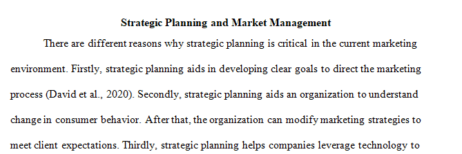 Discussion 1 - Strategic Planning and Market Management