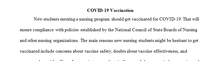 Groups representing the nursing profession say “students should be vaccinated when clinical facilities require it” to complete their clinical training. 