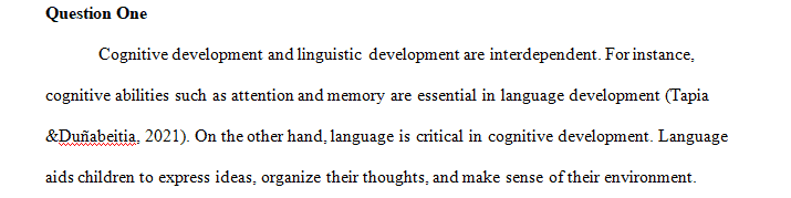 How are cognitive development and linguistic development interdependent