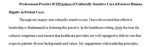 Practices of Culturally Sensitive Care and Ensuring the Integrity of Human Dignity in the Care of all Patients