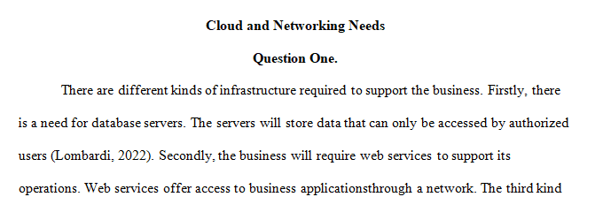 Project Plan: Cloud and Networking Needs