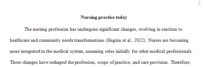 The field of nursing has changed over time.