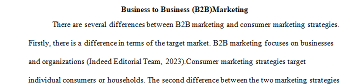Wk 2 Discussion 2 - Business to Business (B2B) Marketing